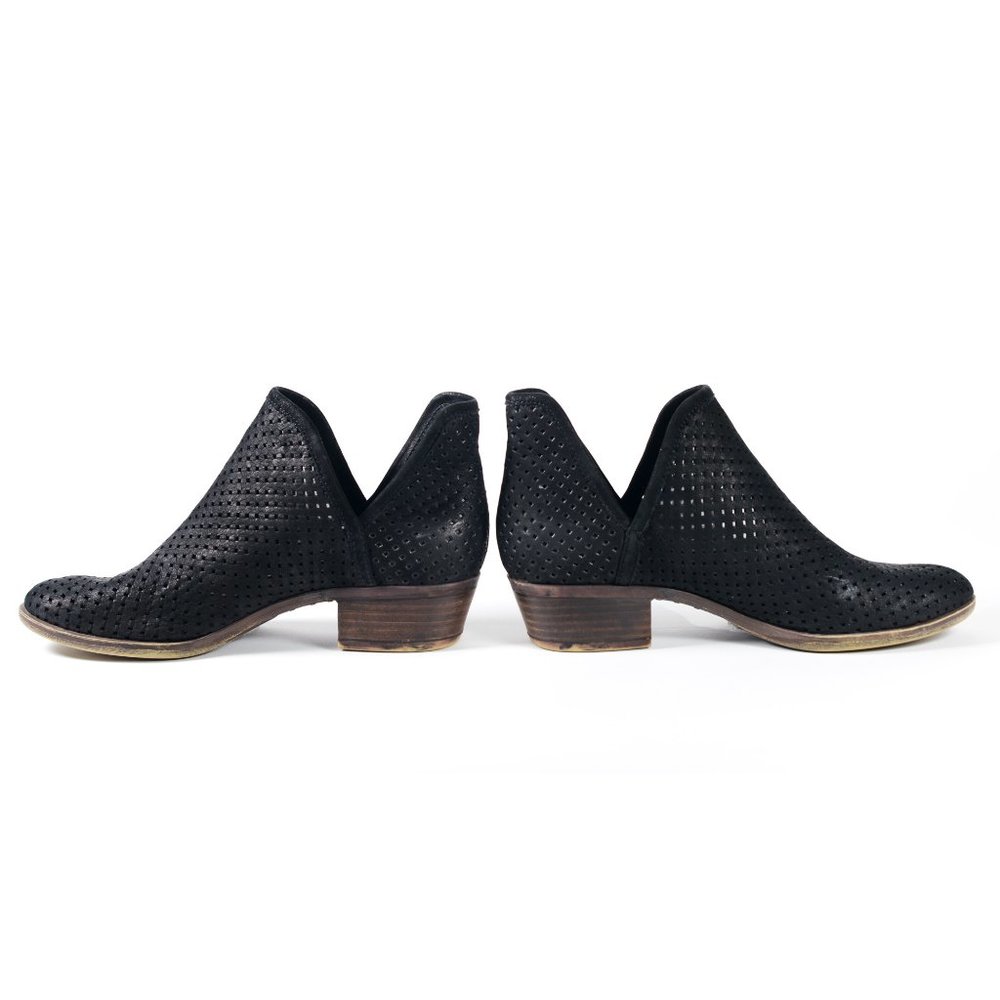 Lucky Brand Perforated Black Suede Booties
